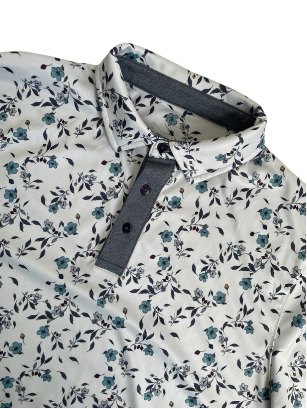Swannies Golf Polo Shirt Mens XL Green Floral All Over Print Performance